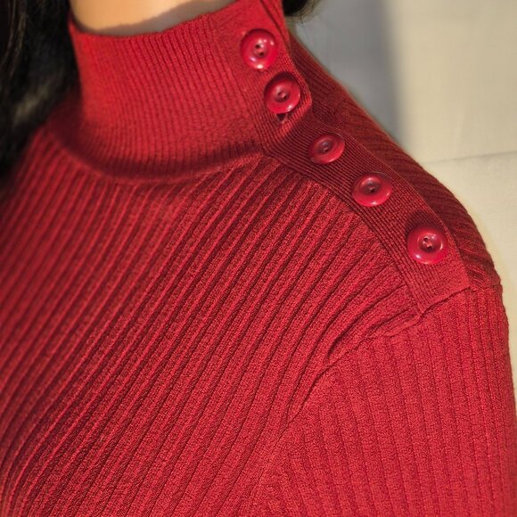 WORTHINGTON Very Pretty Channeled Turtleneck sweater, Red in size Medium - Picture 11 of 16